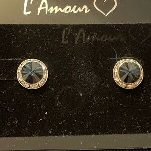 L'Amour Midnight Blue and Silver Halo‎ Earrings